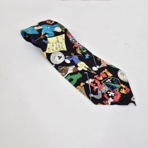 Nicole Miller Vintage 1991 Silk Golf Themed Printed Tie